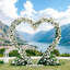 79" Tall Heart Shape Wedding White Metal Arches Backdrop Stand Dual Arch Frame