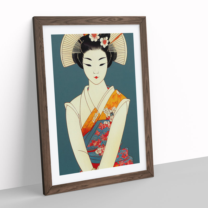 Virtuous Geisha 1 Piece Single Picture Frame Wall Art, 64cm H x 46cm W x 2cm D, Walnut Framed