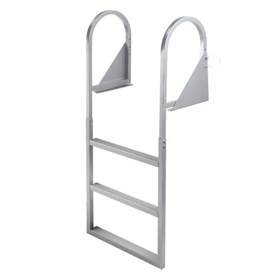 Échelle de pont relevable à 3 marches, échelle de ponton en aluminium anti-corrosion de 350 lb avec pédales larges antidérapantes, échelle marine réglable pour l'embarquement au lac, à la piscine et au véhicule récréatif