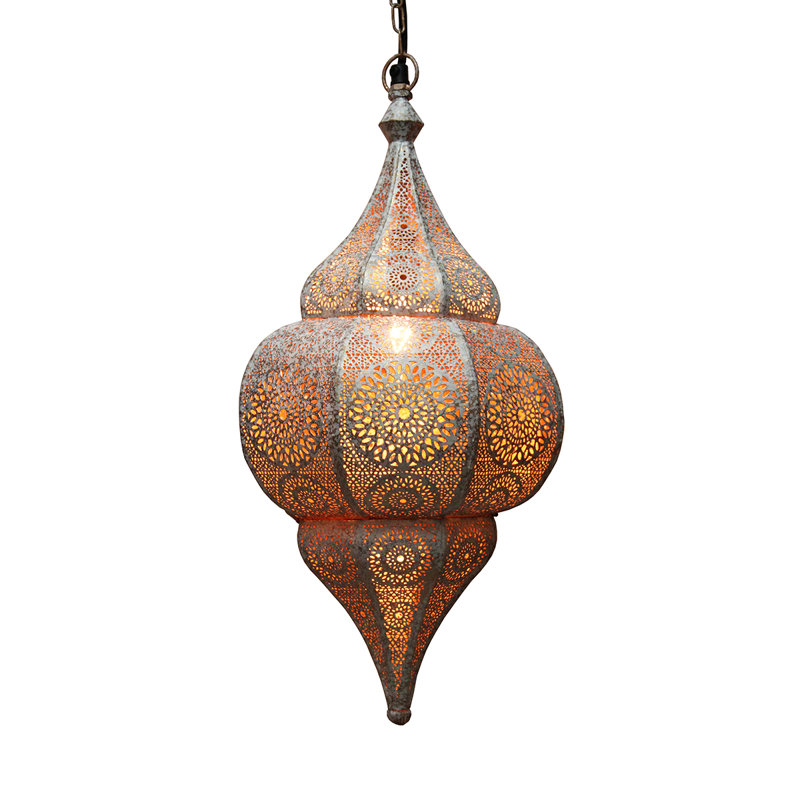 Plafonnier suspendu de style marocain 18 po, Or/blanc vieilli