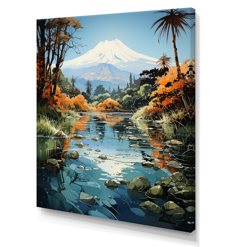 Volcans, réflexions volcaniques sur toile, H 40 po x l 30 po x P 1,5 po, Toile tendue