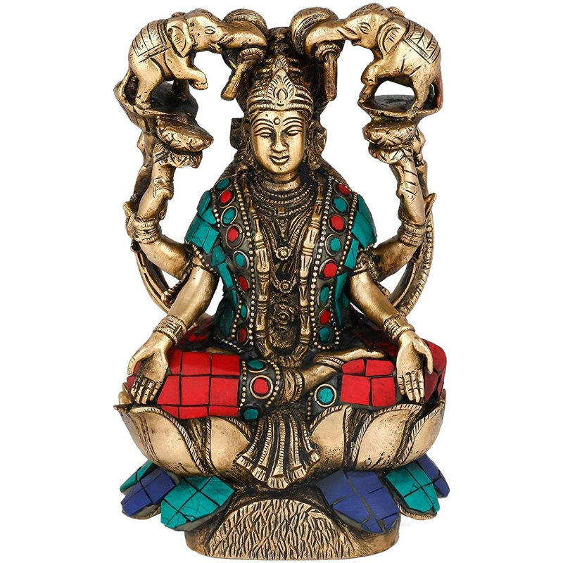 Déesse Lakshmi assise sur un lotus