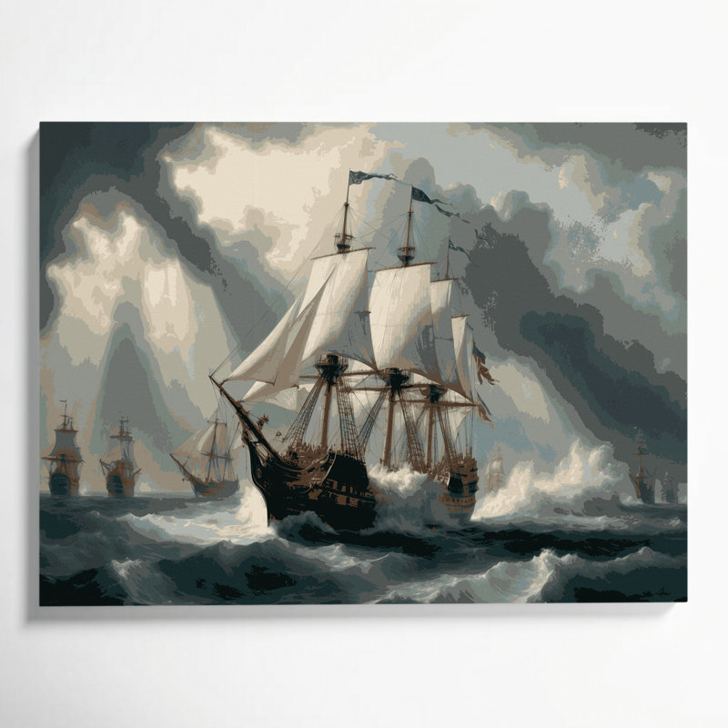 Art nautique gris sur toile