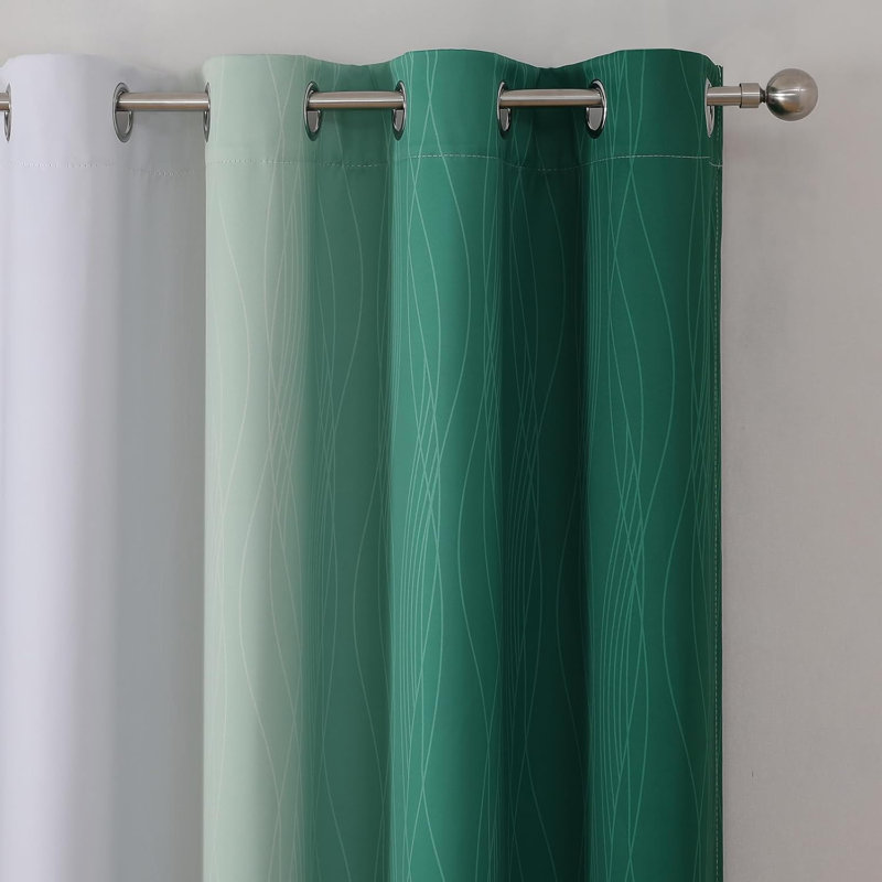 Blackout Curtain Pair, Dark Green/Greyish White