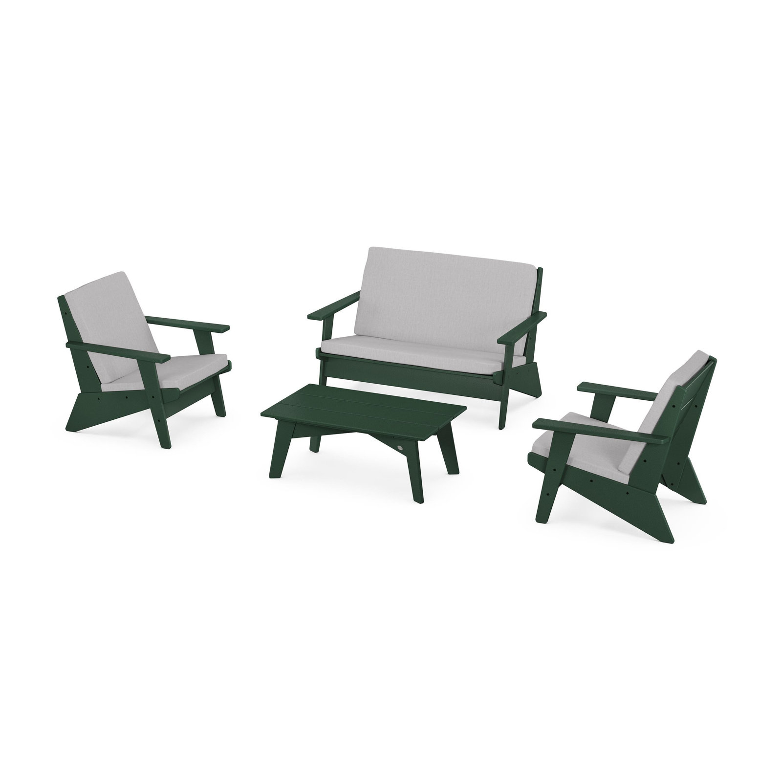 POLYWOOD® Riviera 4-Person Patio Seating Group, Granite, Green