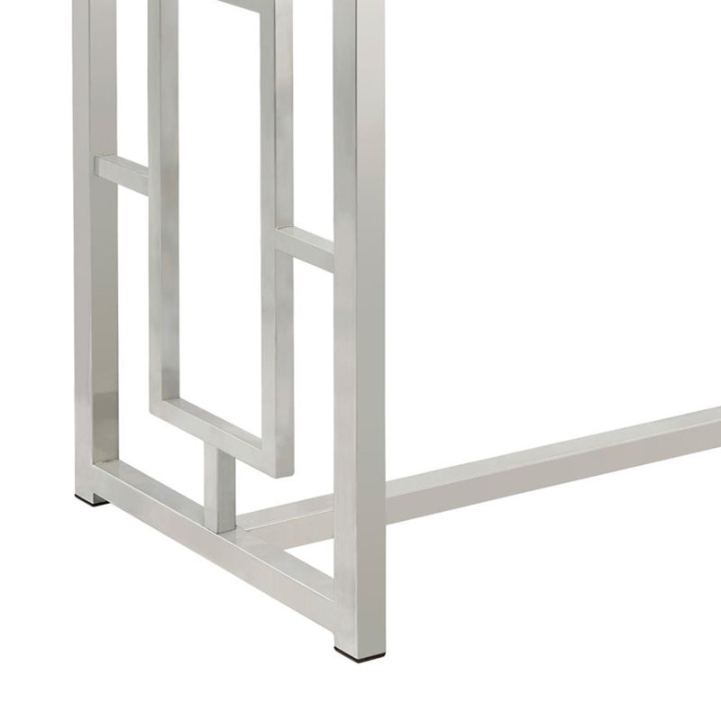 Jadien 46.85'' W Console Table with Glass Top in Clear and Nickel