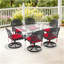 Chaise de patio pivotante en fonte d'aluminium 6 pièces avec structure noire et coussins rouges-1931666279