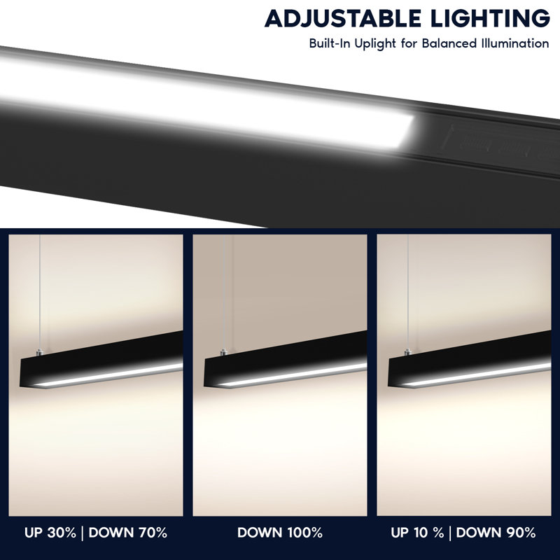 Luminaire linéaire à DEL 4 pi Luxrit, 3500 K / 4000 K / 5000 K, 30/40/50 W, 3450/4600 / 5750LM, à intensité variable, homologué DLC, noir