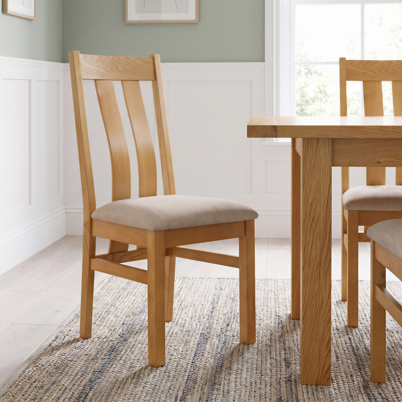 Dover 50cm H Upholstered Slat Back Side Chair in Beige