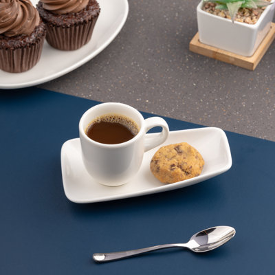 VITAL RECTANGLE - IVORY Premium Porcelain Espresso Saucer | Ivory  | 5.9x3" | Microwave & Dishwasher Safe