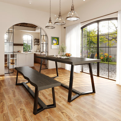 70.8”W Dining Table With 70.9"W Bench