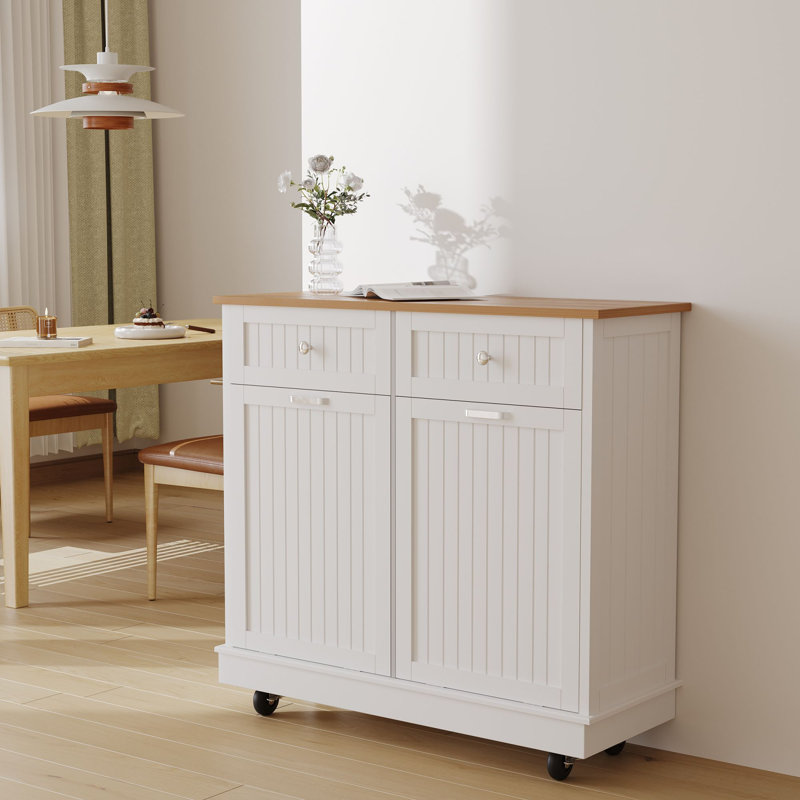 Poubelle en bois manufacturé 20 gallons, Blanc