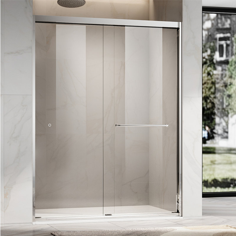 Duchess 56 to 60 in. x 60 in. H Semi-Frameless Stainless Steel Double Sliding Shower Door in Chrome with 5/16 in. (8mm) Clear Glass