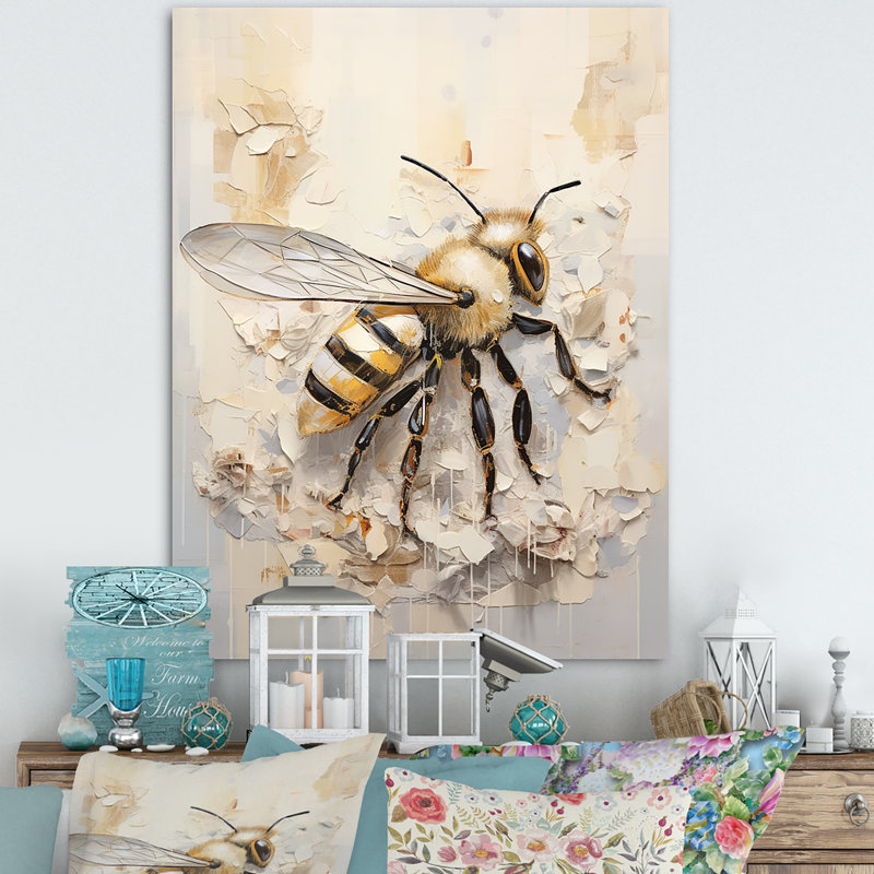 Minimalisme «Buzzing Bee I» sur toile, Toile tendue, H 32 po x l 16 po x P 1 po