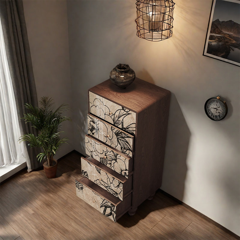 Solid Pine Decorative Storage Cabinet, Walnut