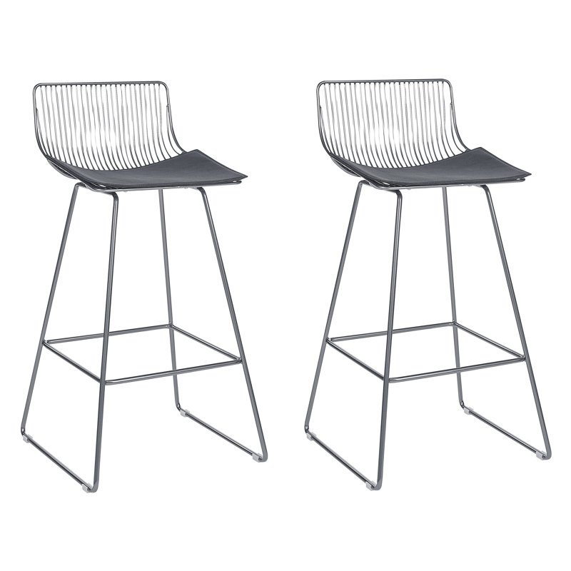 Caillier Upholstered Counter Stool with Metal Frame, Silver
