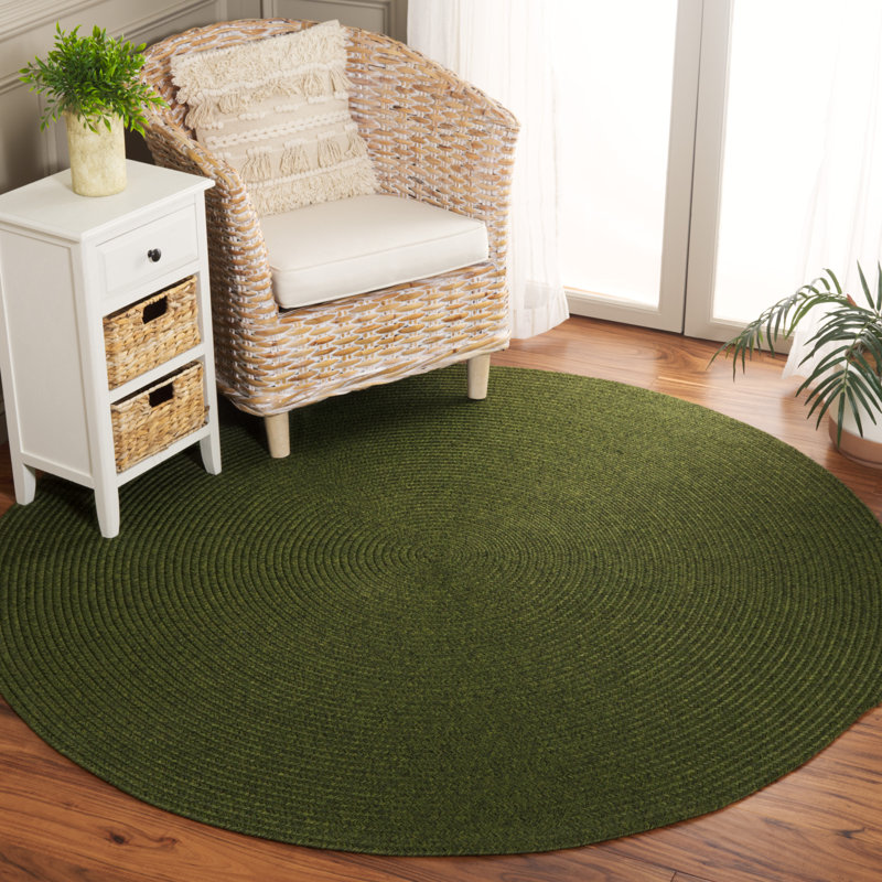 Tapis d'intérieur / extérieur tissé à la main Garbrand, Rond 5 pi