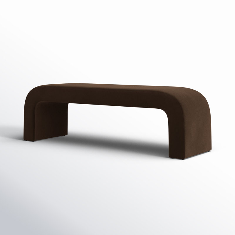 Banc rembourré Daine, Velours brun foncé