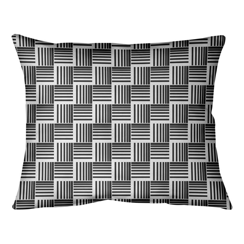Coussin lombaire à rayures classiques Baskettressées, H 10 po x l 14 po, Duvet/plume, Noir