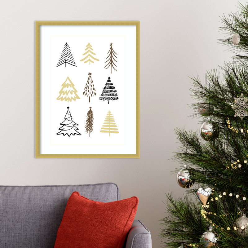 «Christmas Trees 2» par Wood, reproduction d'art encadrée, H 25 po x l 19 po