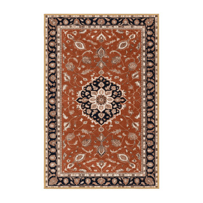 Tapis brun Tabriz lavable à la machine