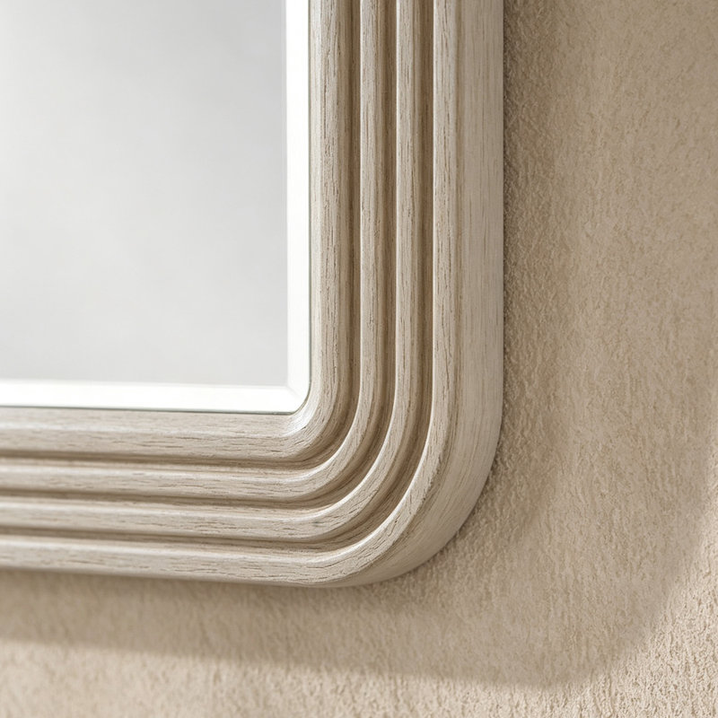 48"Leanna Collection Ribbed‑Wood Frame Decorative Mirror
