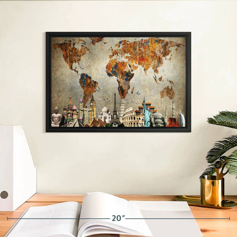 Aliaz Rusty World Map, 9" H x 13" W