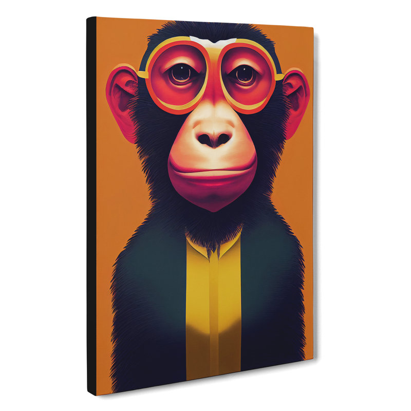 XC1022-2809X Monkey In Glasses No.4 - Wrapped Canvas Print, 50cm H x 35cm W x 3cm D, Wrapped Canvas
