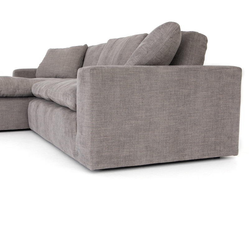 Chaise Sectional, Left Hand Facing, Cream Polyester Blend