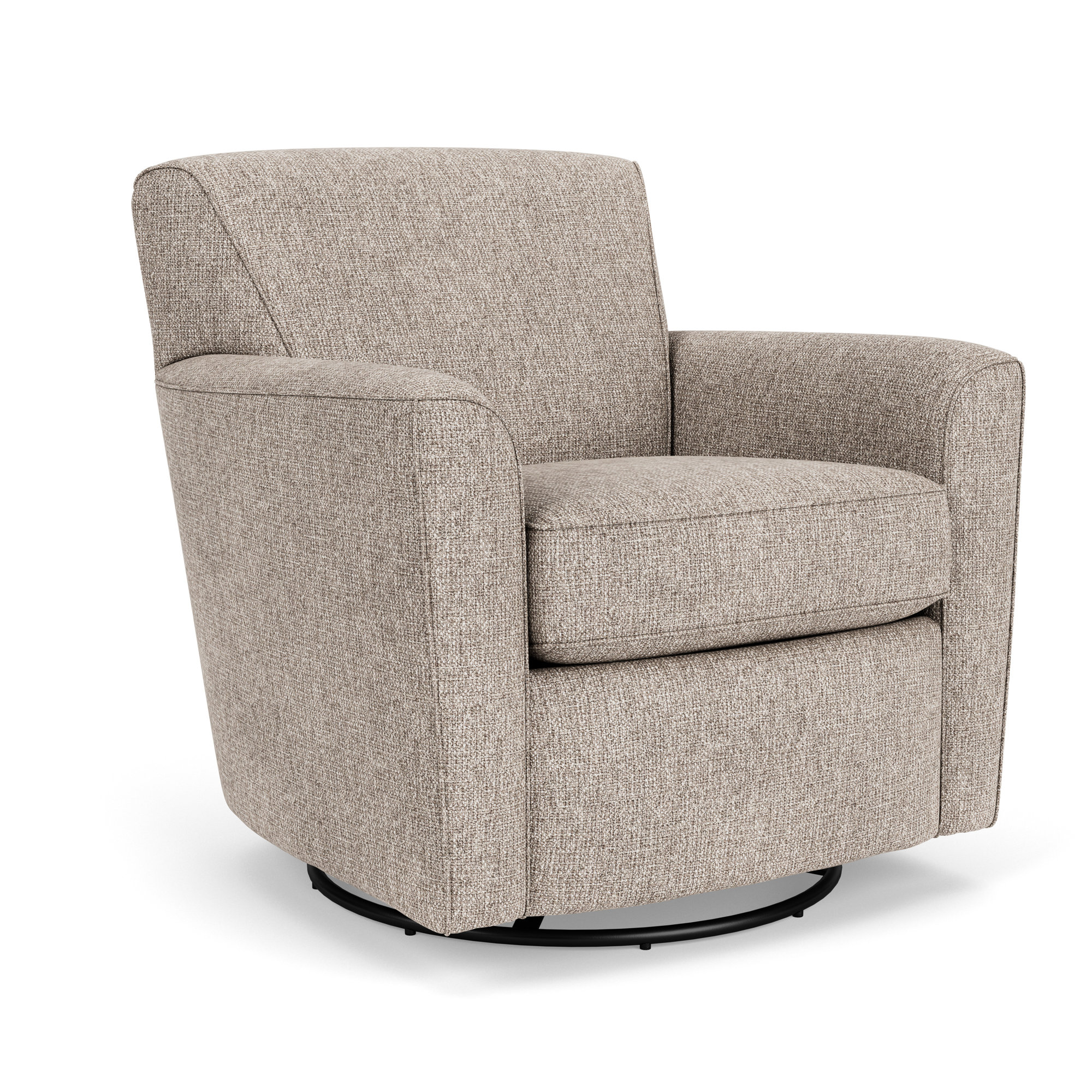 Monarch Upholstered Swivel Armchair, Beige Polyester Blend