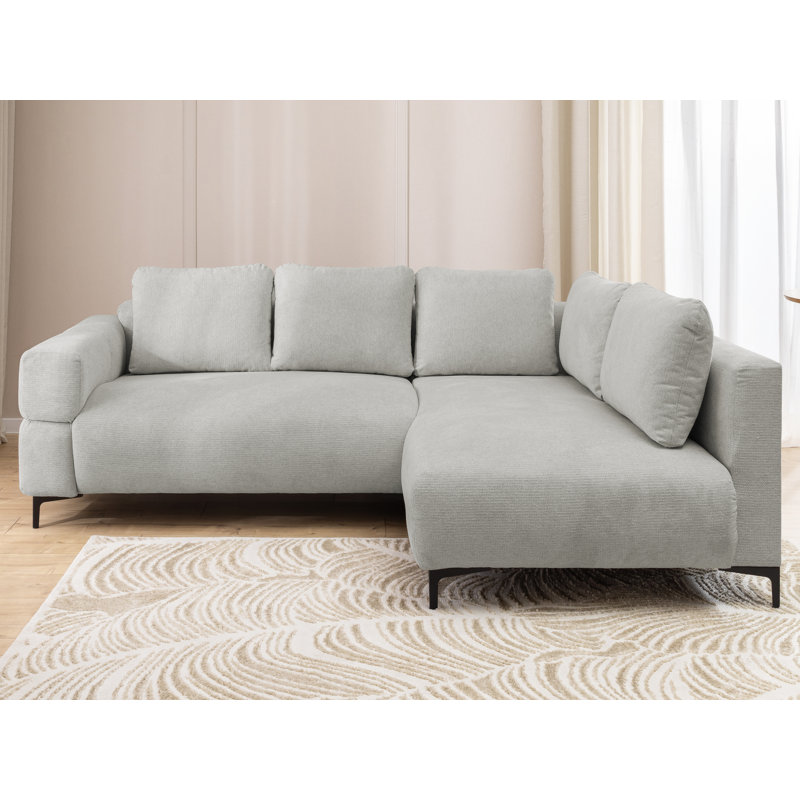 4 Seater Corner Sofa, Light Grey, Right Hand Facing