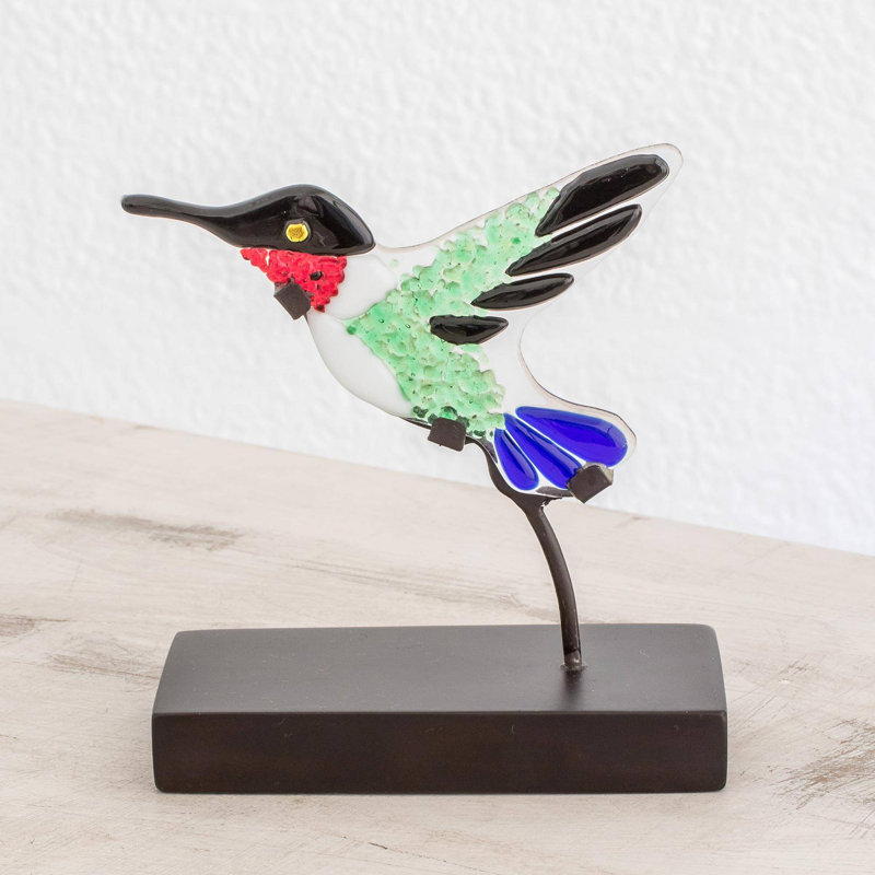 Colibri et sculpture sur verre Holweg