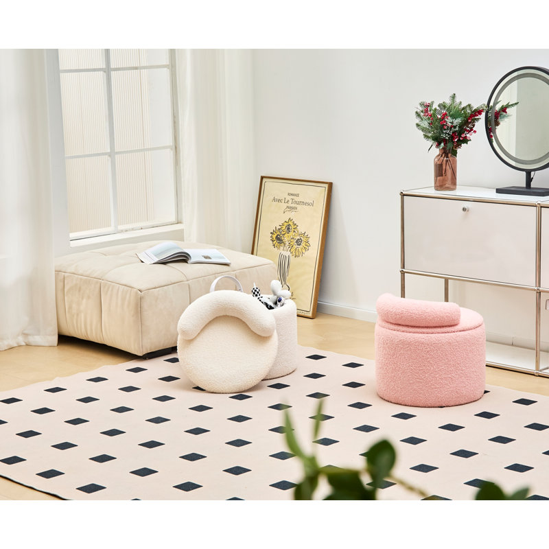 Upholstered Pouf, Pink