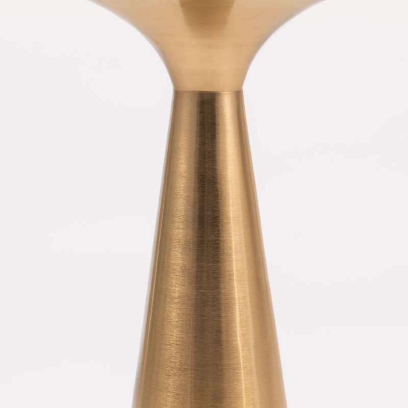 Table d'appoint moderne avec plateau en marbre blanc et piédestal noir brossé, Or