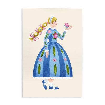 «Blonde Folk Girl & Butterfly», plaque murale par Hannah Moren