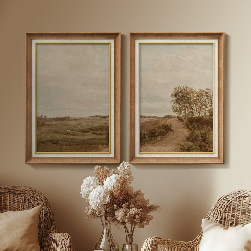Ensemble de 2 œuvres d'art encadrées de qualité supérieure sur toile de qualité supérieure avec cadre de 26 po x 36 po