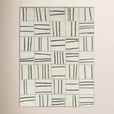 Laki Cream Gray Geometric Jute Rug