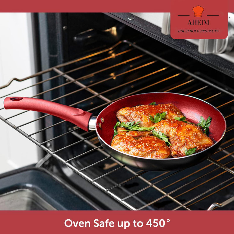 11-Piece Red and Black Nonstick Aluminum Cookware Set