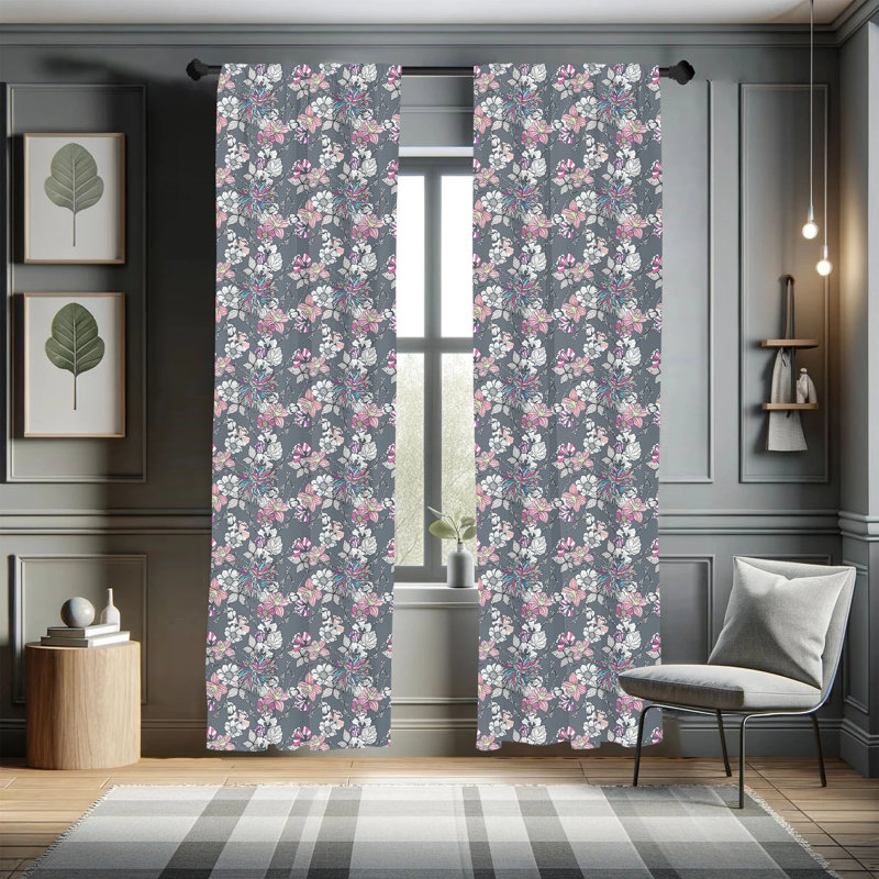 Floral Semi-Sheer Rod Pocket 2 Curtain Panels, 28" x 84"