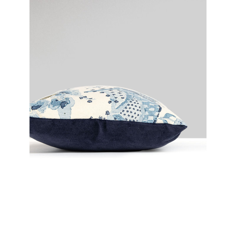 KELMESCOTT / AURORA PILLOW, 22" H x 22" W, Porcelain/Navy Toile, Square