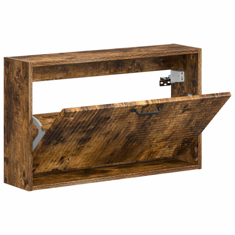 Flip Down Shoe Storage, 43 cm H x 71 cm W x 17 cm D, Smoked Oak