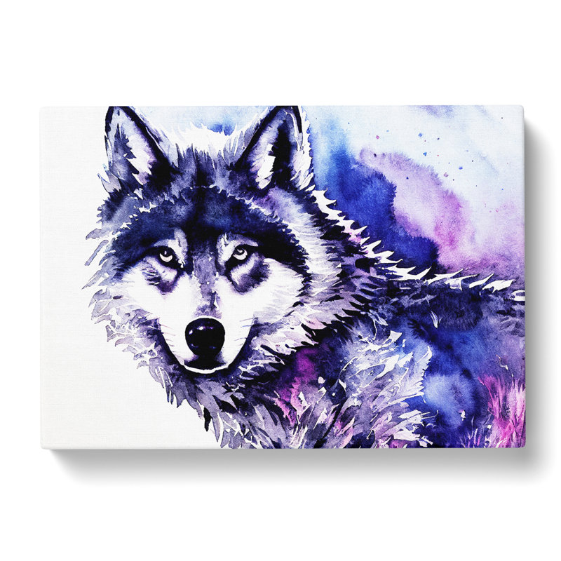 Wolf In Watercolour Abstract - Wrapped Canvas, 40cm H x 60cm W x 3cm D