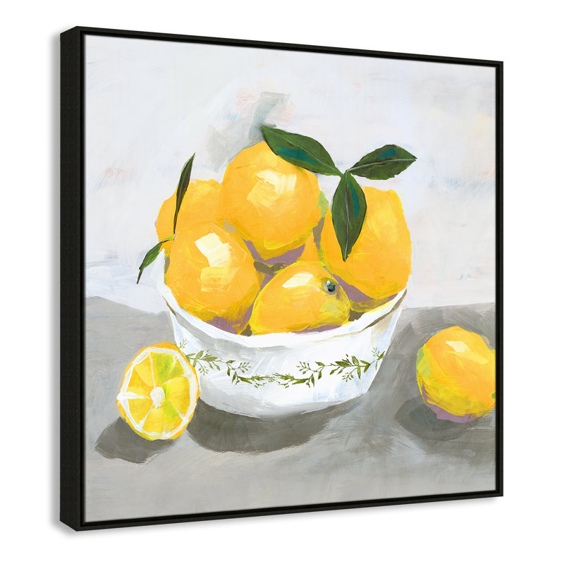 Hayons Lemons par Isabelle Z - reproduction, H 37,5 po x l 37,5 po x P 2 po, Toile avec cadre espresso