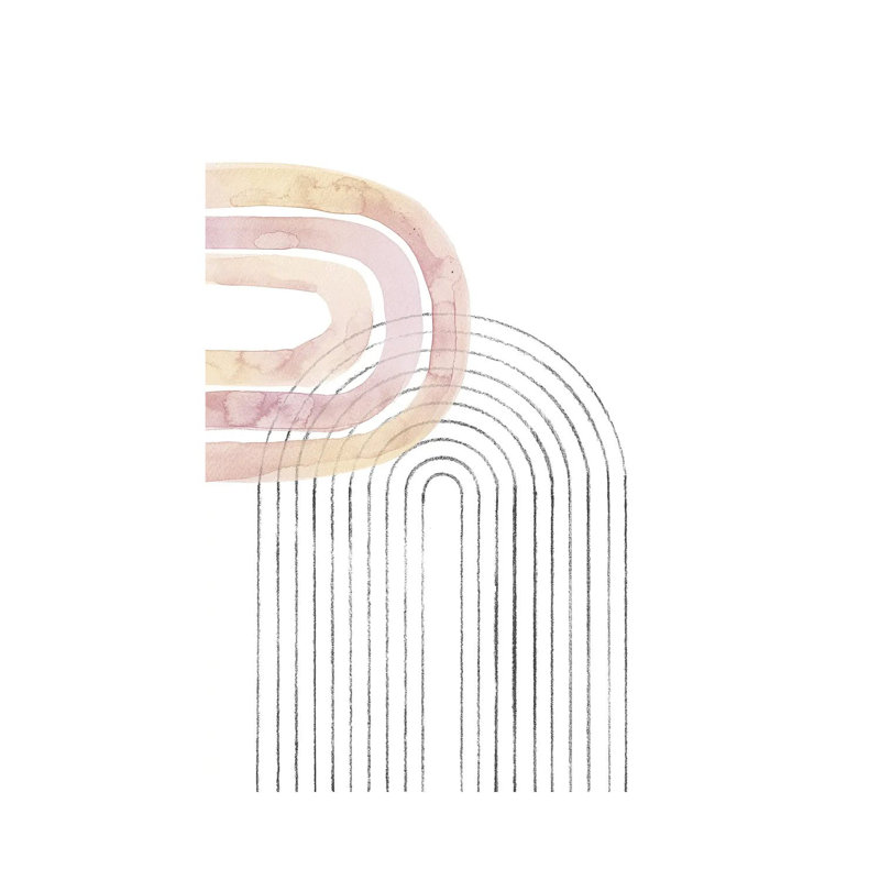 Dusty Pink Rainbow And Arch by Whales Way - Painting on Canvas, 66.04cm H x 45.72cm W x 3.81cm D, Wrapped Canvas
