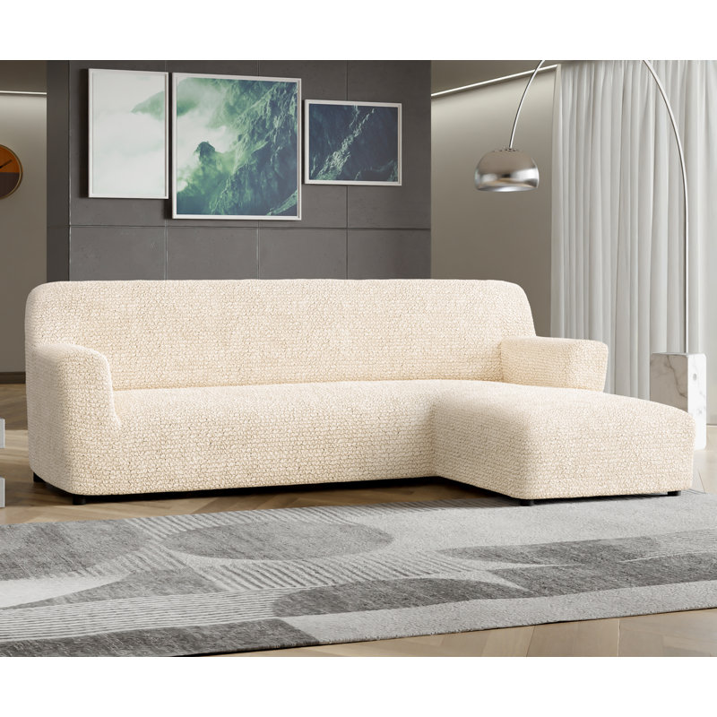 Housse extensible pour canapé modulaire - Facile à nettoyer et durable - Collection Comfort, Crème, Right-Facing Chaise