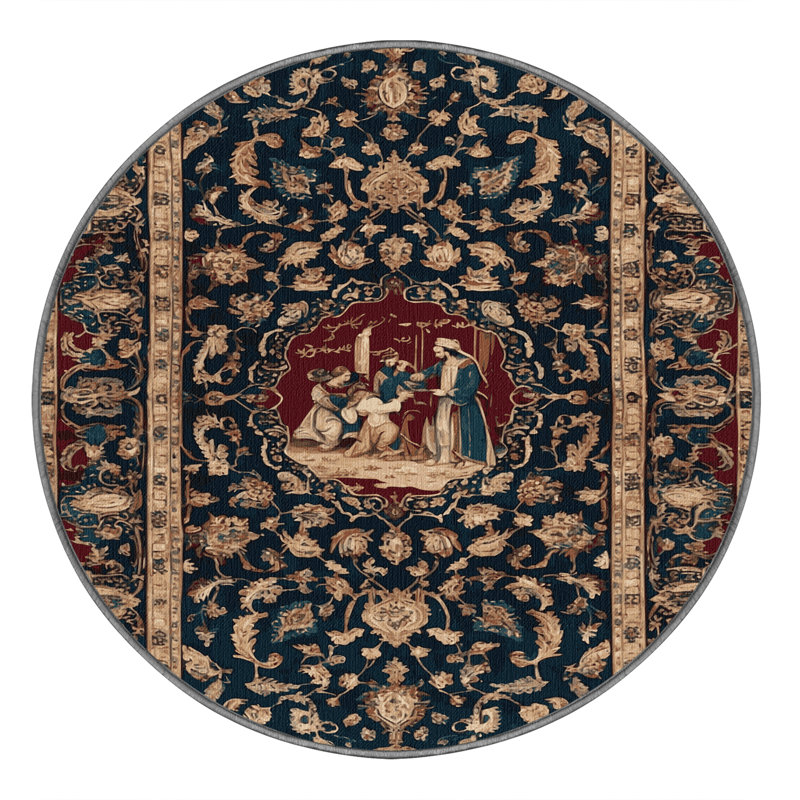 Tapis mauve lavable à la machine, Rond 8 pi