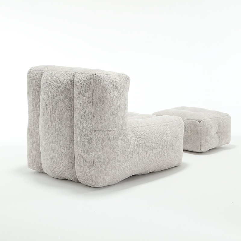 Fauteuil à billes Fluffy, Velours gris clair
