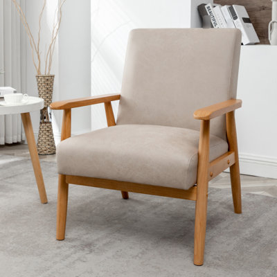 Fauteuil de style Mid-Century classique de 25,59 po de large couleur chameau. Fabrication artisanale en bois massif. Facile à assembler et facile à nettoyer. Cadre avec finition. Coussins en mousse pour un confort supérieur. Microfibre élégante