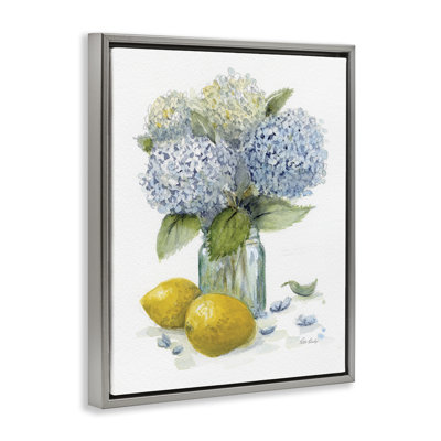 Cadre flottant dans un vase Hydrangeas & Lemons, design par Patti Bishop