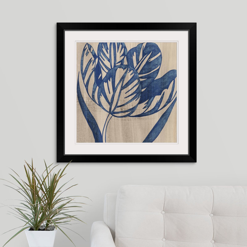 «Indigo Tulip», reproduction d'art Chariklia Zarris, H 28 x l 28 po x P 1 po, Cadre noir